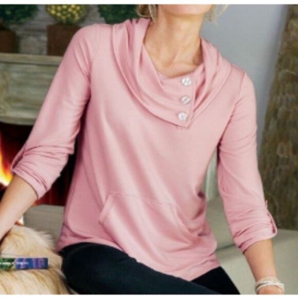Soft surroundings Kassidy soft cowl neck long sleeves top - Picture 1 of 9